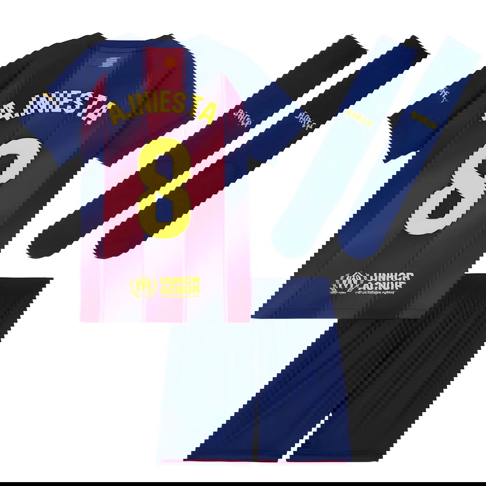 Fotbalové Dresy FC Barcelona Dětské AINIESTA #8 Domácí Dres 2025-2026