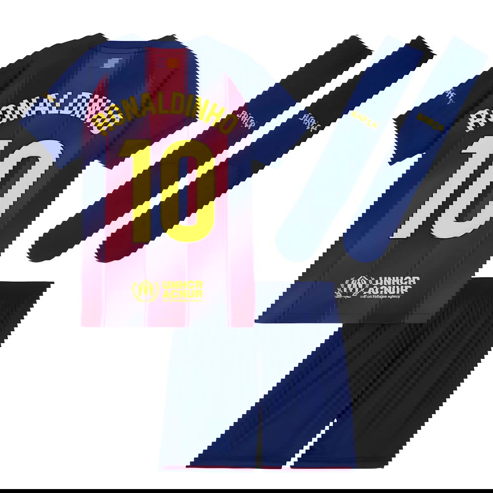 Fotbalové Dresy FC Barcelona Dětské RONALDINHO #10 Domácí Dres 2025-2026