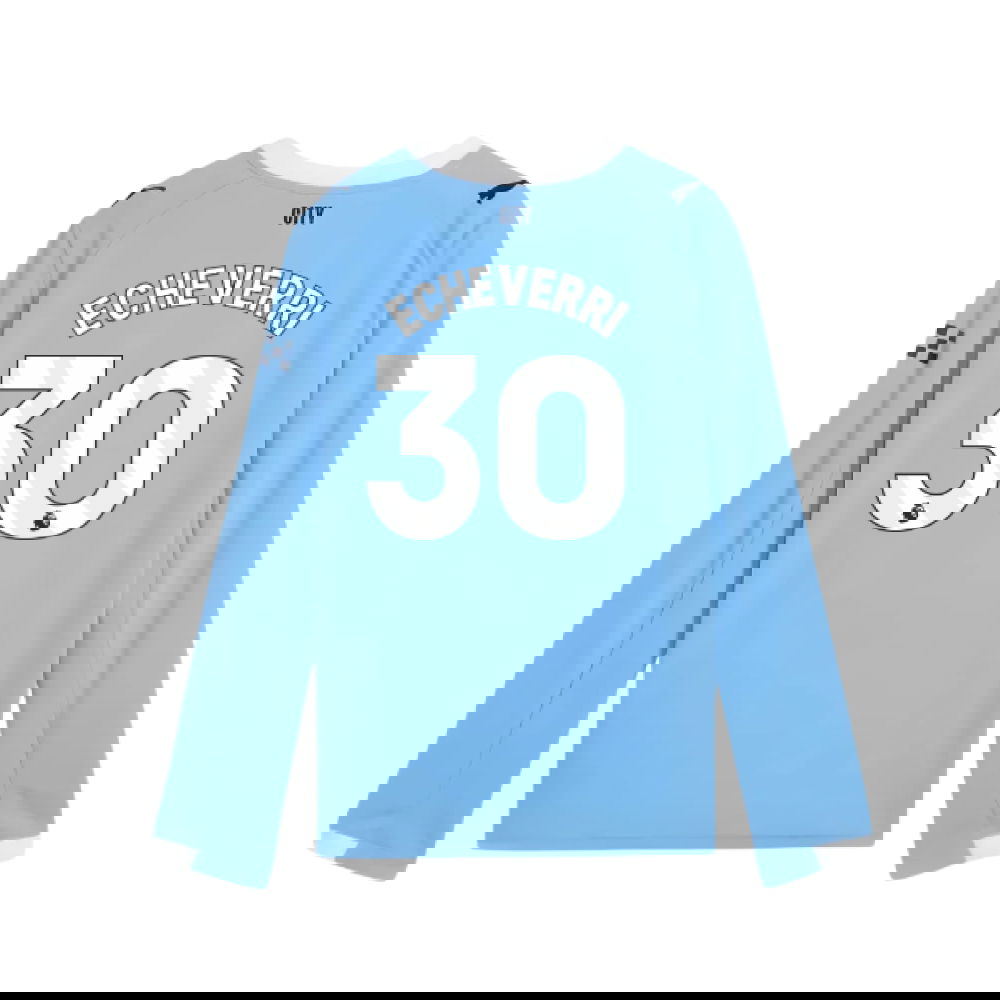 Fotbalové Dresy Manchester City Dlouhý Rukáv ECHEVERRI #30 Domácí Dres 2025-2026