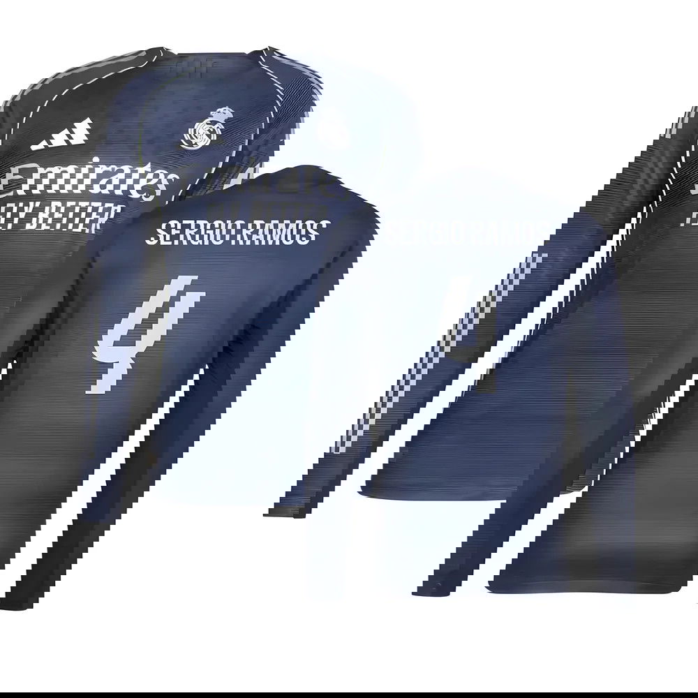 Fotbalové Dresy FC Real Madrid Dlouhý Rukáv SERGIO RAMOS #4 Venkovní Dres 2025-2026
