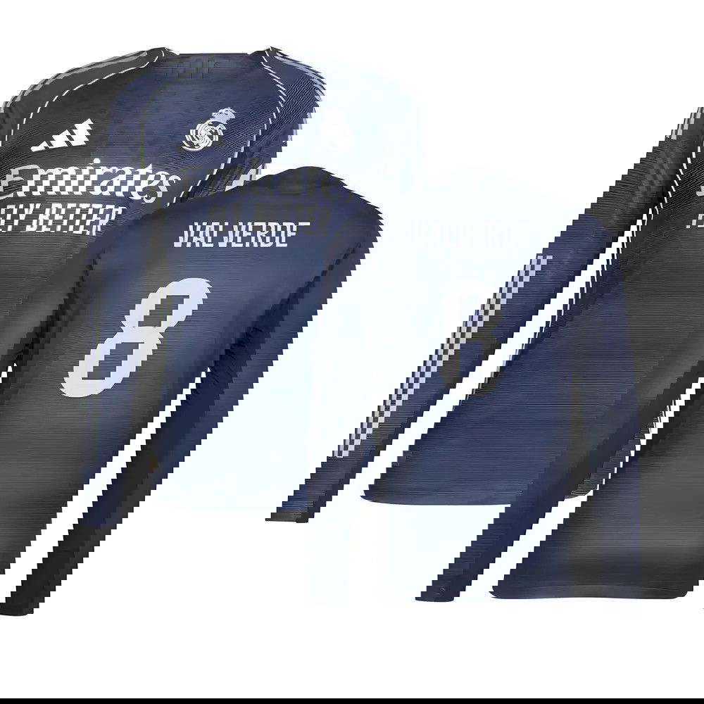 Fotbalové Dresy FC Real Madrid Dlouhý Rukáv VALVERDE #8 Venkovní Dres 2025-2026