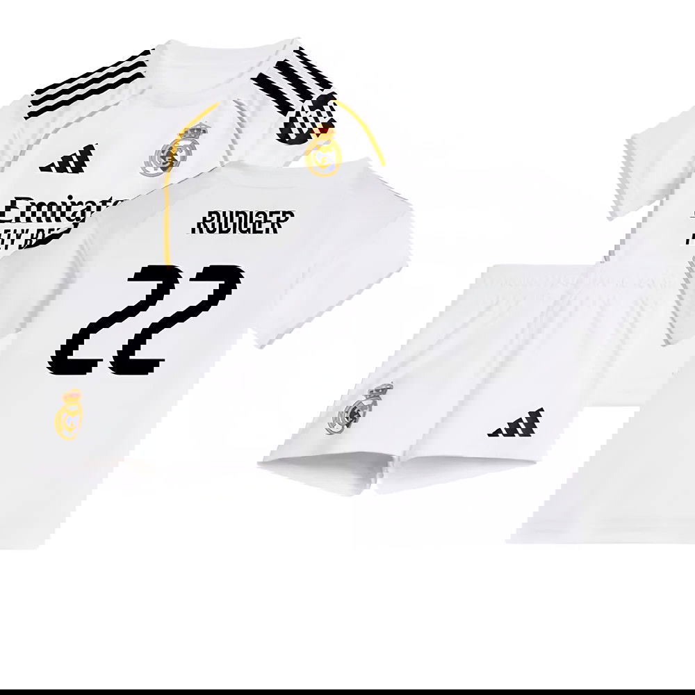 Fotbalové Dresy FC Real Madrid Dětské RUDIGER #22 Domácí Dres 2025-2026
