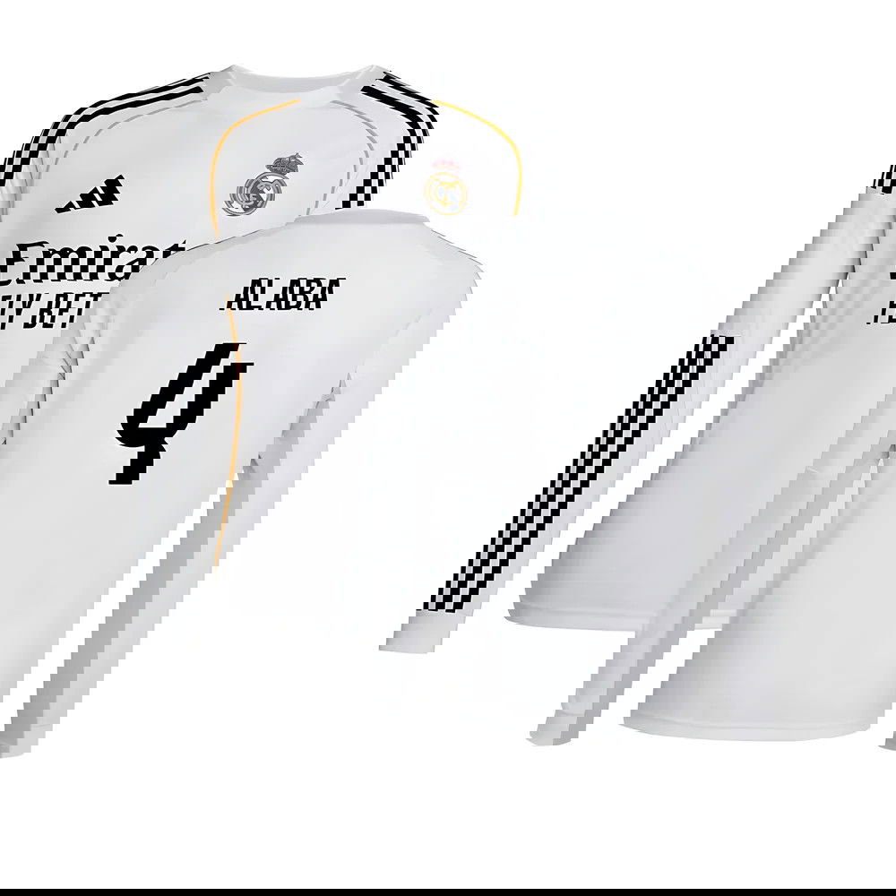 Fotbalové Dresy FC Real Madrid Dlouhý Rukáv ALABA #4 Domácí Dres 2025-2026