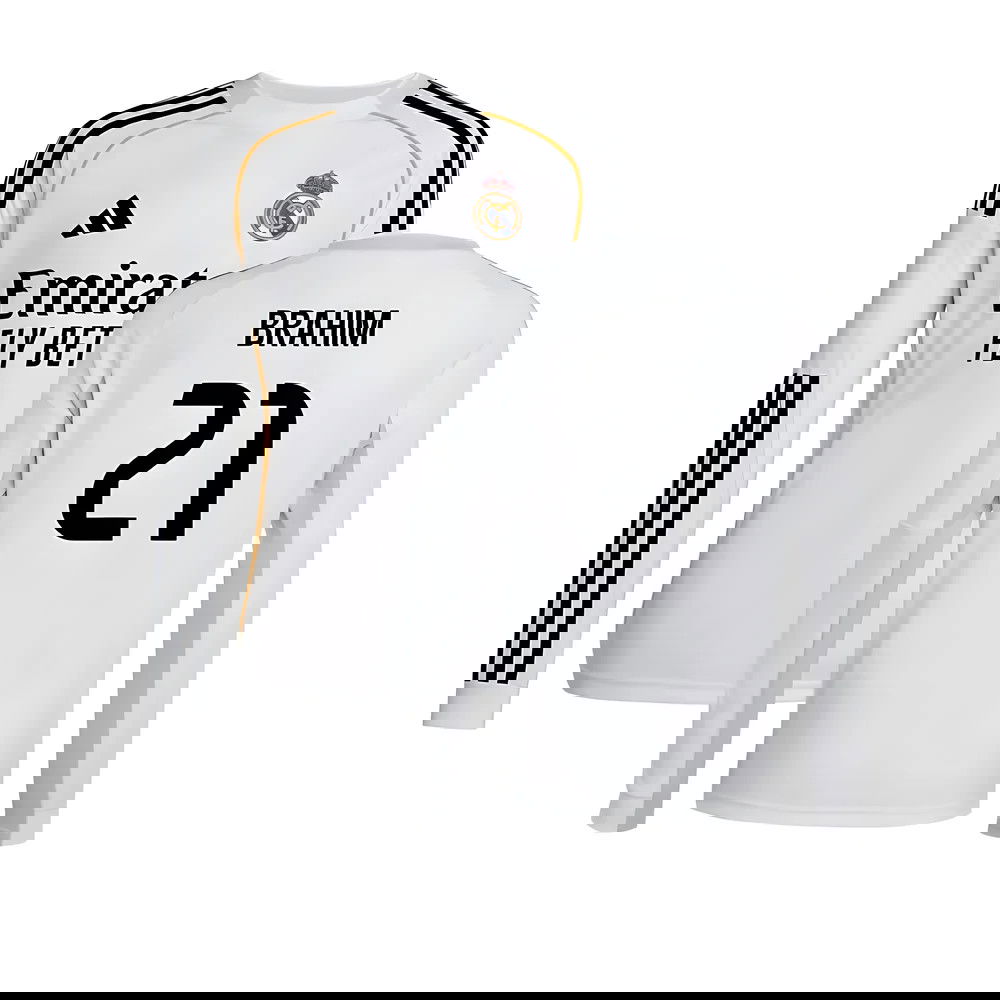 Fotbalové Dresy FC Real Madrid Dlouhý Rukáv BRAHIM #21 Domácí Dres 2025-2026