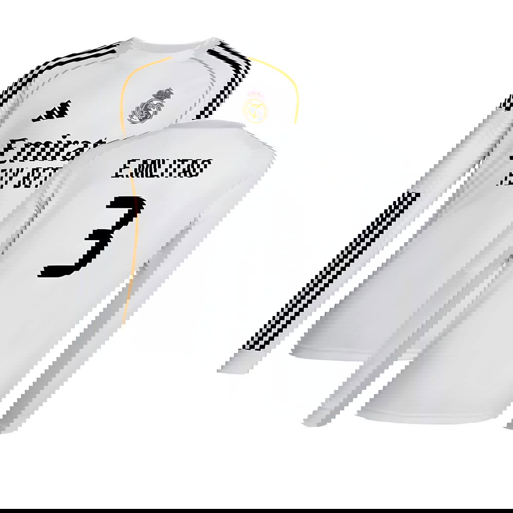 Fotbalové Dresy FC Real Madrid Dlouhý Rukáv EMILITAO #3 Domácí Dres 2025-2026